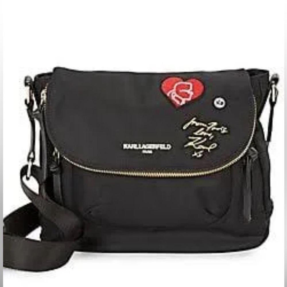 KARL LAGERFELD BLACK CROSSBODY SHOULDER BAG INVISIBLE MAGNETIC CLOSURE WOMEN BAG